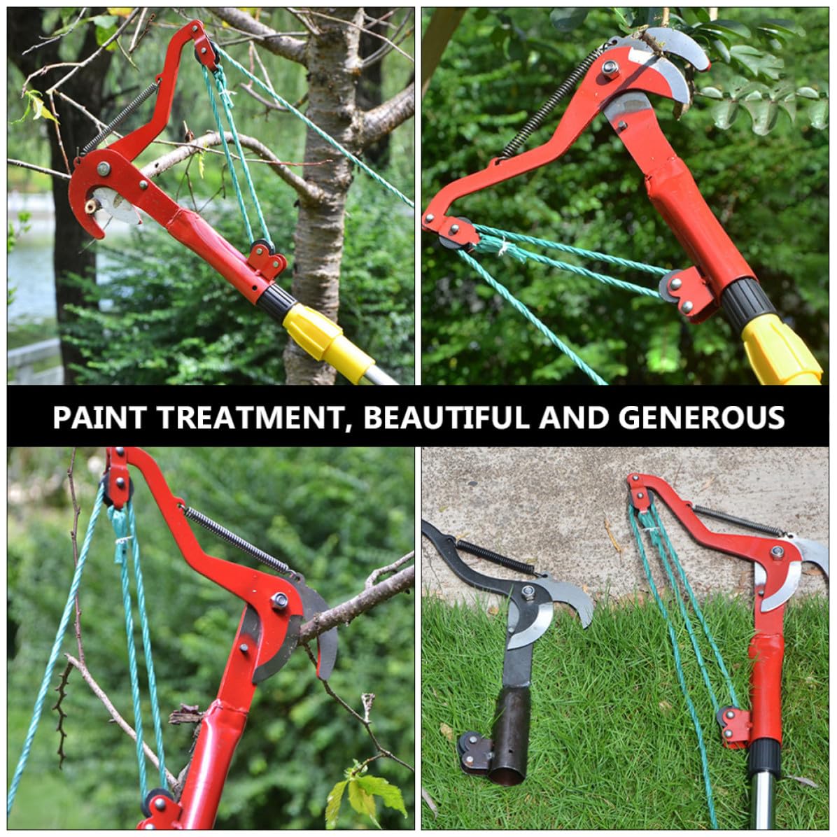 Podadora de Árboles Extensible de Acero Rojo con Polea Compuesta