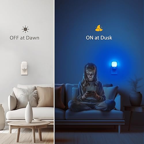 Miniatura 3 de Briignite Luz nocturna LED regulable con sensor de movimiento azul del atardecer al amanecer, paquete de 2 para niños, dormitorio, habitación de
