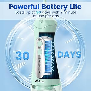 WellLeo Water Flosser for Teeth, Portable Oral Irrigator Rechargeable Water Dental Flosser Pick with High Pressure 5 Jet Tips, IPX7 Travel Water Flossing for Brace Teeth Cleaner Gum Care