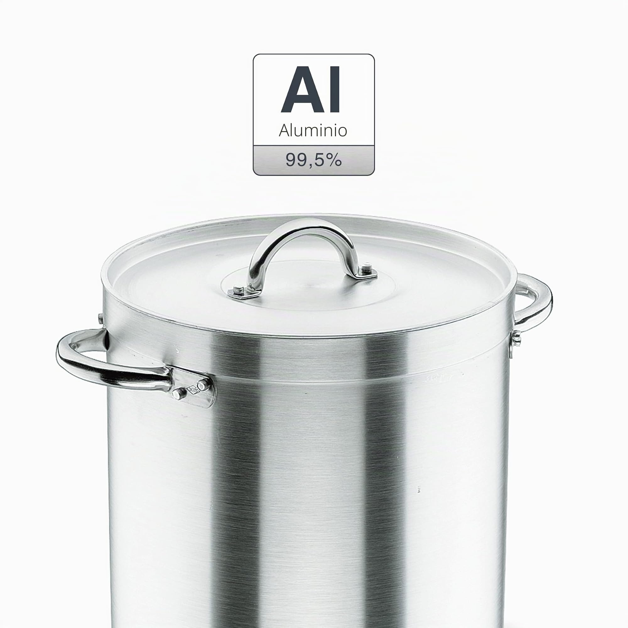 LACOR 20134 - Olla Recta con Tapa Chef Aluminio 34 cms - Cocina Profesional | En aluminio ligero, para cocidos y grandes cantidades; ideal para cocina profesional y uso diario en casa, cómodo y funcional
