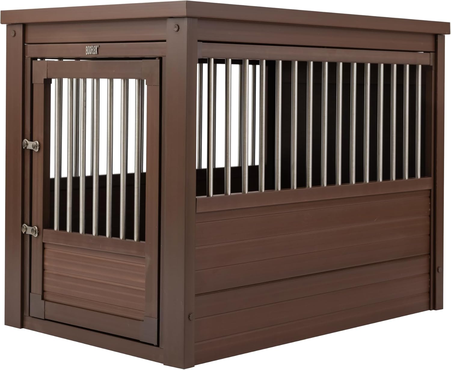 New Age Pet ECOFLEX InnPlace Dog Crate & End Table, Indoor Furniture Style Pet Kennel for Small, Medium, Large & XL Dogs, Durable Composite, Russet Brown, Large Russet 35.4"L x 24.0"W x 28.0"H