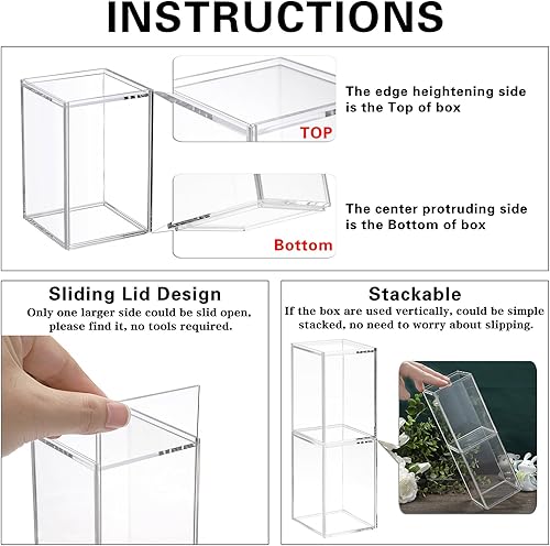 Miniatura 9 de JUXYES Paquete de 2 vitrinas transparentes para mini figuras de acción, caja de exhibición de acrílico con puerta corredera, vitrina apilable cubo,