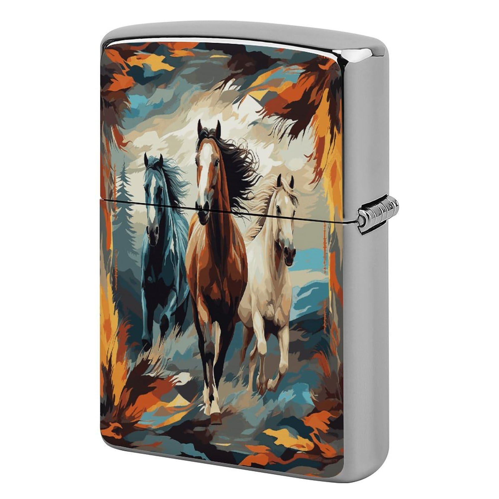 Btcowzrv Style Running Wild Horses Metal Lighter Case Sleeve Cover Holder