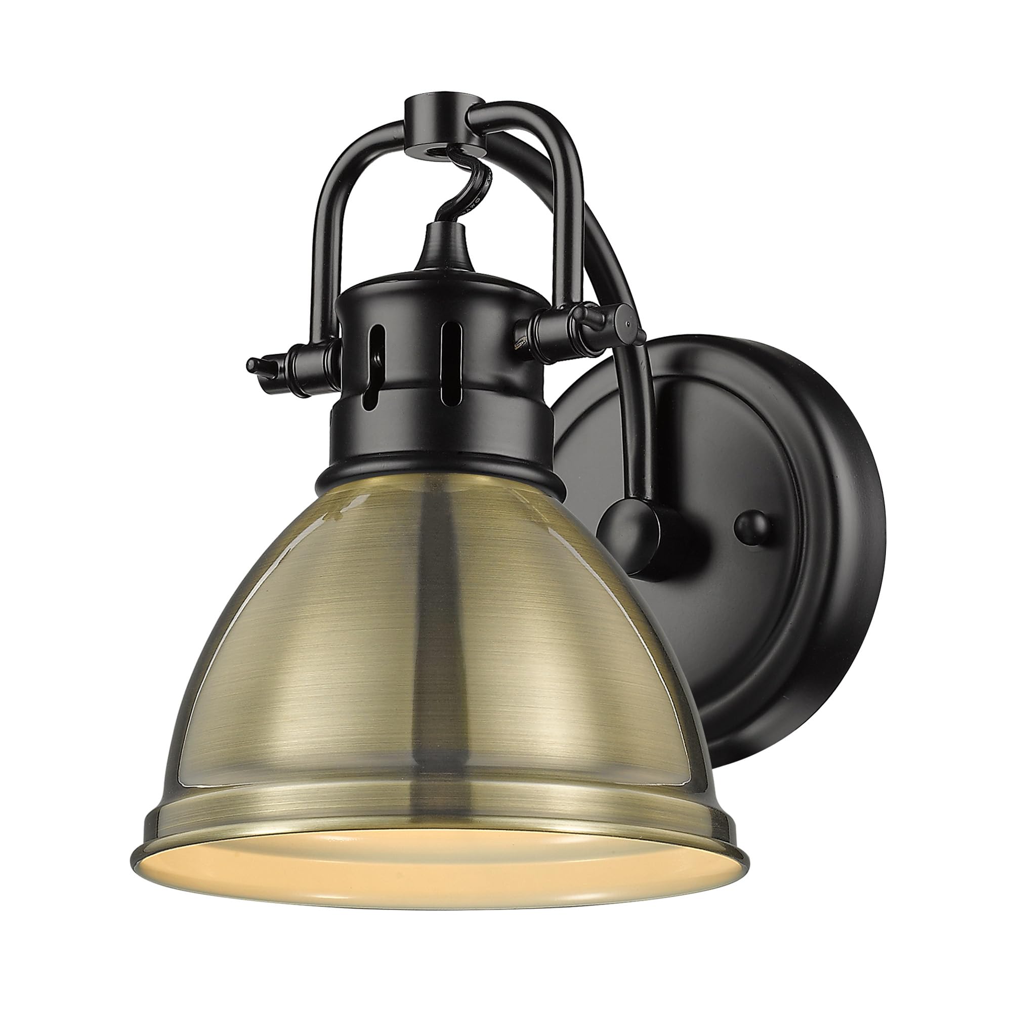 Golden Lighting 3602-BA1 BLK-AB Duncan Bath Vanity, 8.25"L x 6.5"W x 8.5"H, Matte Black with an Aged Brass Shade