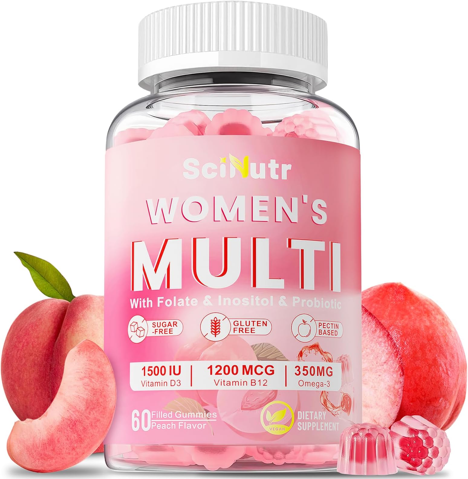 Methylated Multivitamin for Women Gummies with Calcium, Magnesium, Zinc, Vitamin A, C, D3, E, K2, B Complex, Folate, Biotin - Multi Vitamins & Minerals for Energy, Immune Support,and Strengthen Bone