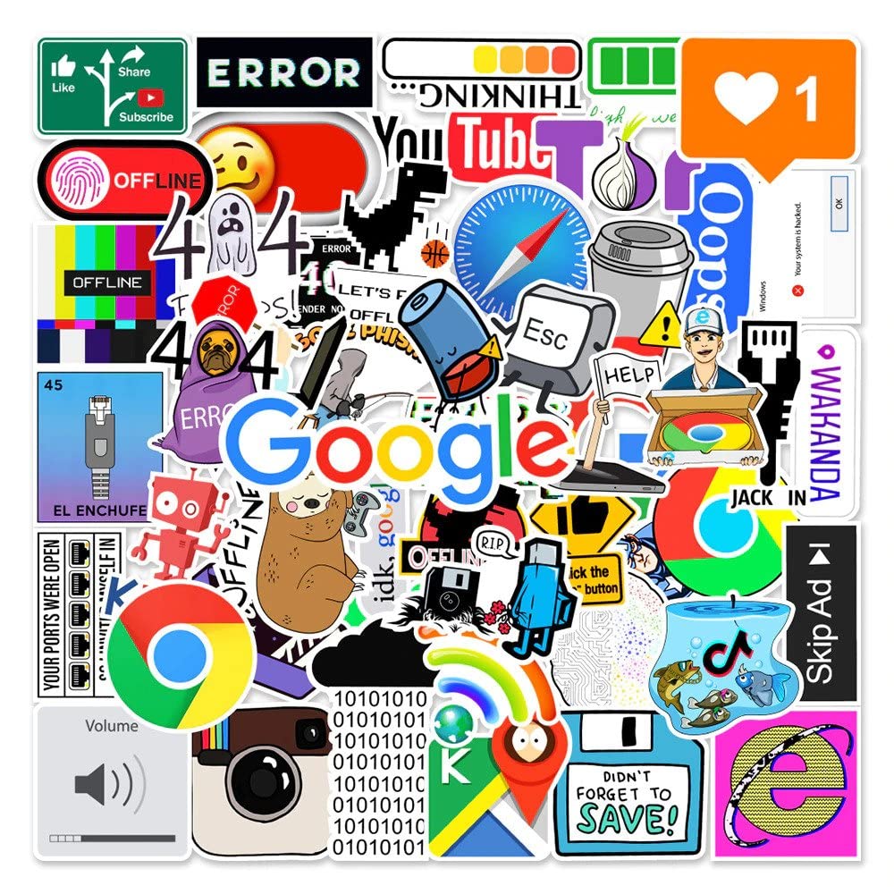 iDream Self-Adhesive Computer Related Network Error Theme DIY Stickers for Suitcase Laptop Bicycle Helmet Waterproof Sticker (Set of 50) (Multicolor) (B0B87DXN2T) Amazon Price History, Amazon Price Tracker