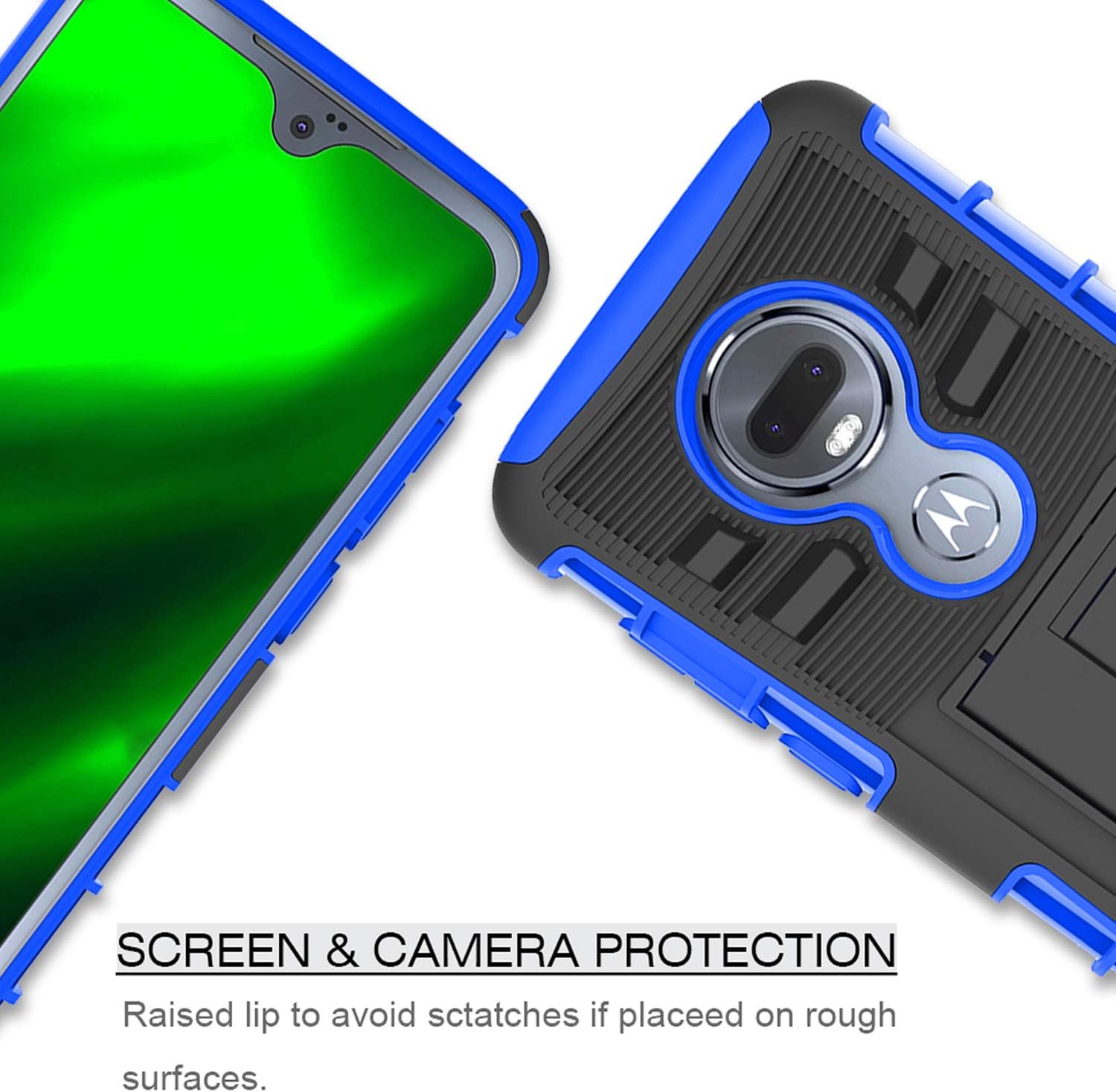 Moto G7 Case, Moto G7+ Plus Phone Case with Kickstand & Belt Clip [Hybrid Dual Layer] [Shockproof Bumper] Rugged Heavy Duty Full Body Armor Protective Case