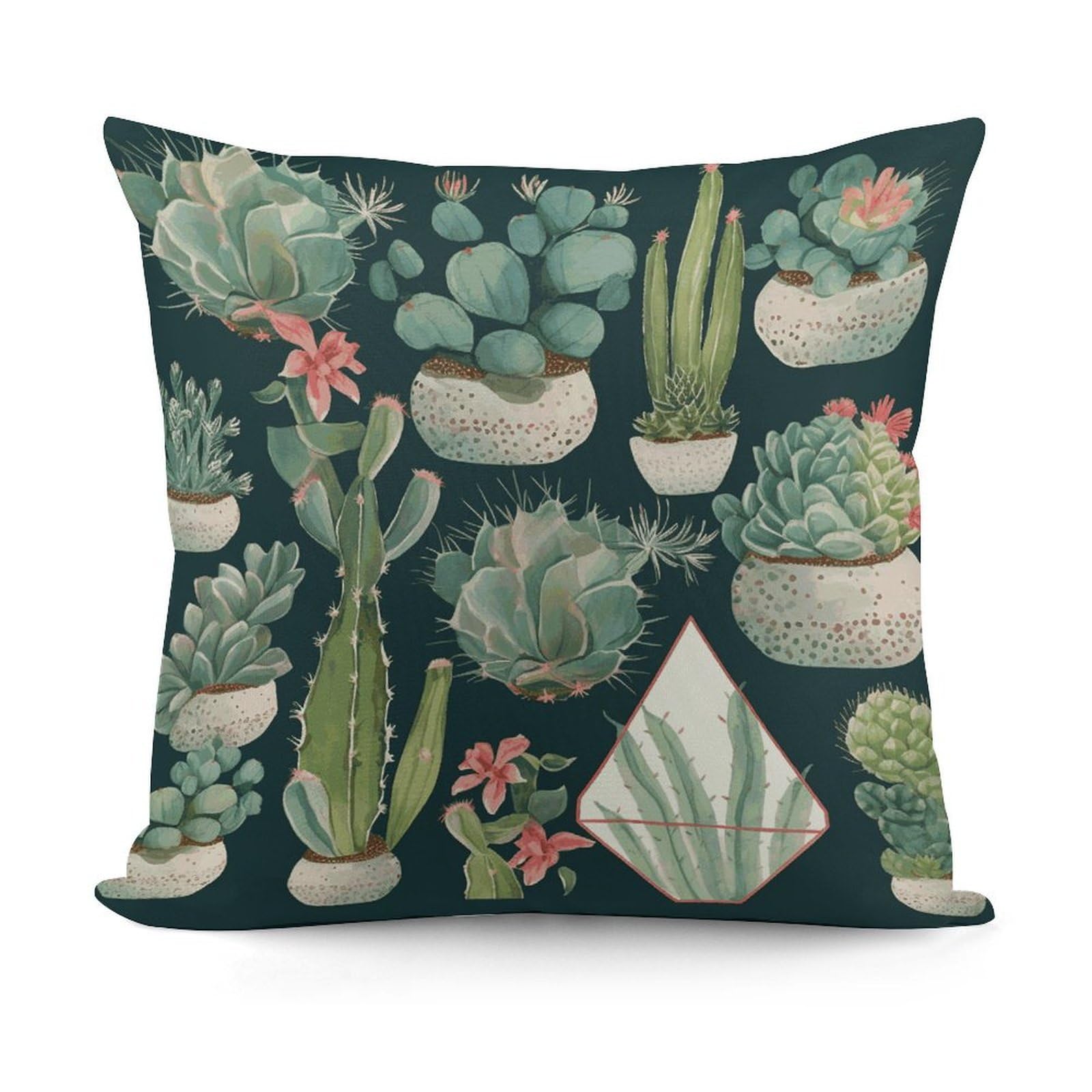 VstaDank Decorative Succulent Plants and Cactus Throw Pillow Covers Luxury Soft Pillowcases Fluffy Plush Accent Pillow Cases Personalized Square Lumbar Pillows Shells for All Seasons 18" X 18"