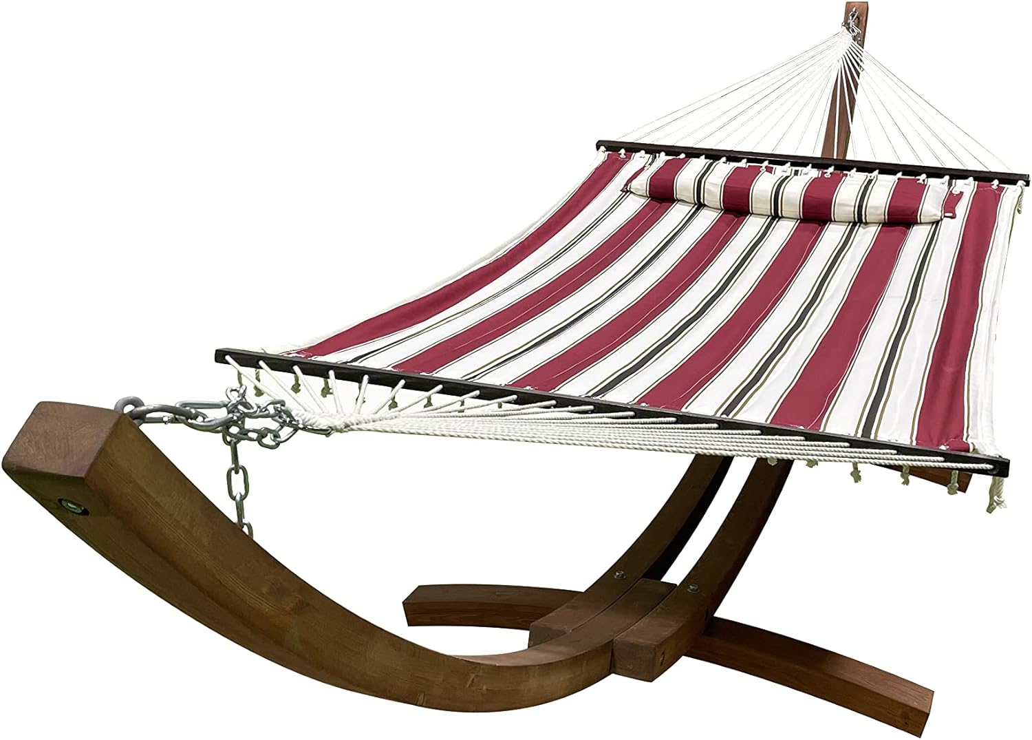 14 Ft. Wooden Arc Hammock Stand. 450 LB Capacity. Teak Stain Finish