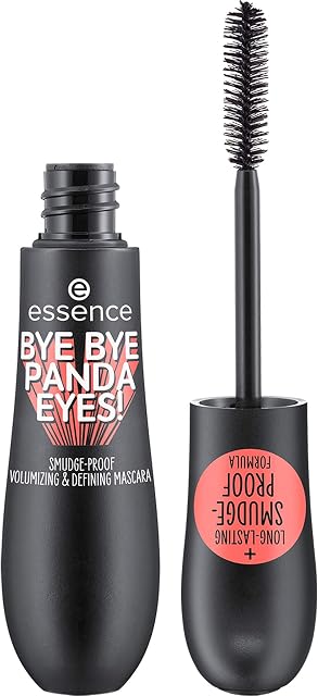 essence BYE BYE PANDA EYES! Smycząca maskara, tusz do rzęs, formuła odporna na ścieranie, nr 01 Black, definiujący, odporny na wycieranie, naturalny, wegański, bezolejowy (16 ml)