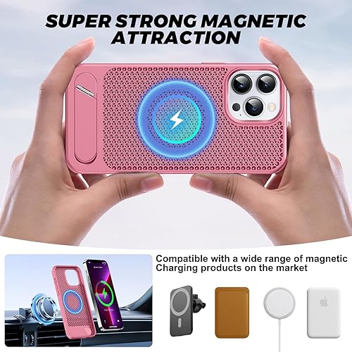 Miniatura 4 de Funda magnética de disipación de calor para iPhone 13 Pro Max, para MagSafe, protección contra caídas Coolingf, funda con función atril ajustable,
