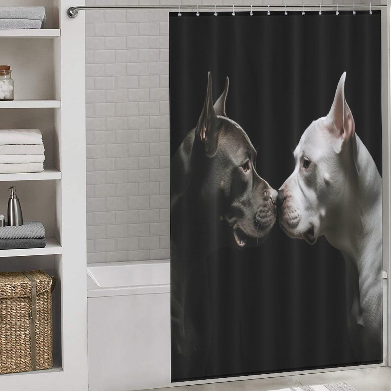 Chien rideau de douche tissu lavable pour éliminer l'humidité en salle de bain