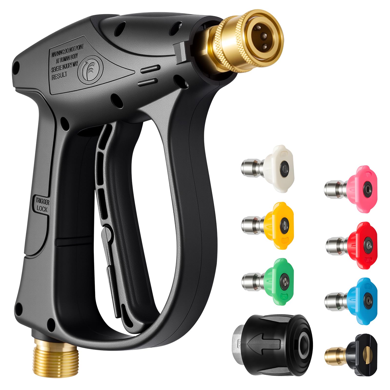 Short Pressure Washer Gun, 4500 PSI, M22-14mm, 5 Nozzles
