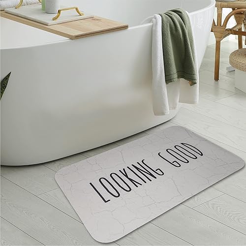 BoStanza Bath Mat Rug, Super Absorbent Quick Dry Bath Mat for Bathroom Non Slip Rubber Backing, Thin Bathroom Rugs Fit Under Door, Easy to Clean,