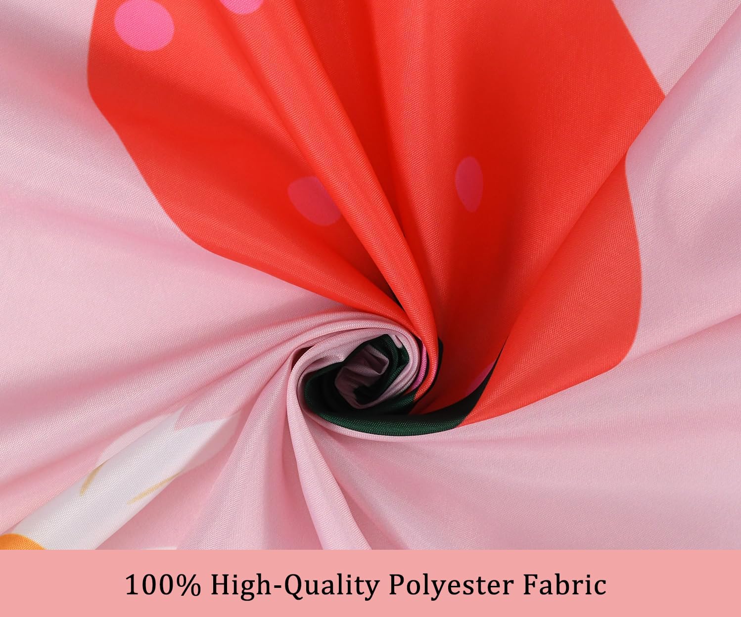 Tenda Da Doccia Kawaii Rosa Pesca Con Foglie - 183x183 Cm - Impermeabile, Con 12 Ganci, Stampa Digitale Vivace
