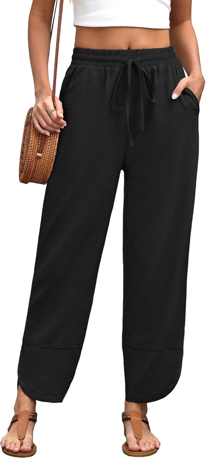 IWD Womens Wide Leg Palazzo Pants 2026 Summer Boho Casual Lounge Trousers with Pockets Beach Vacation Clothes