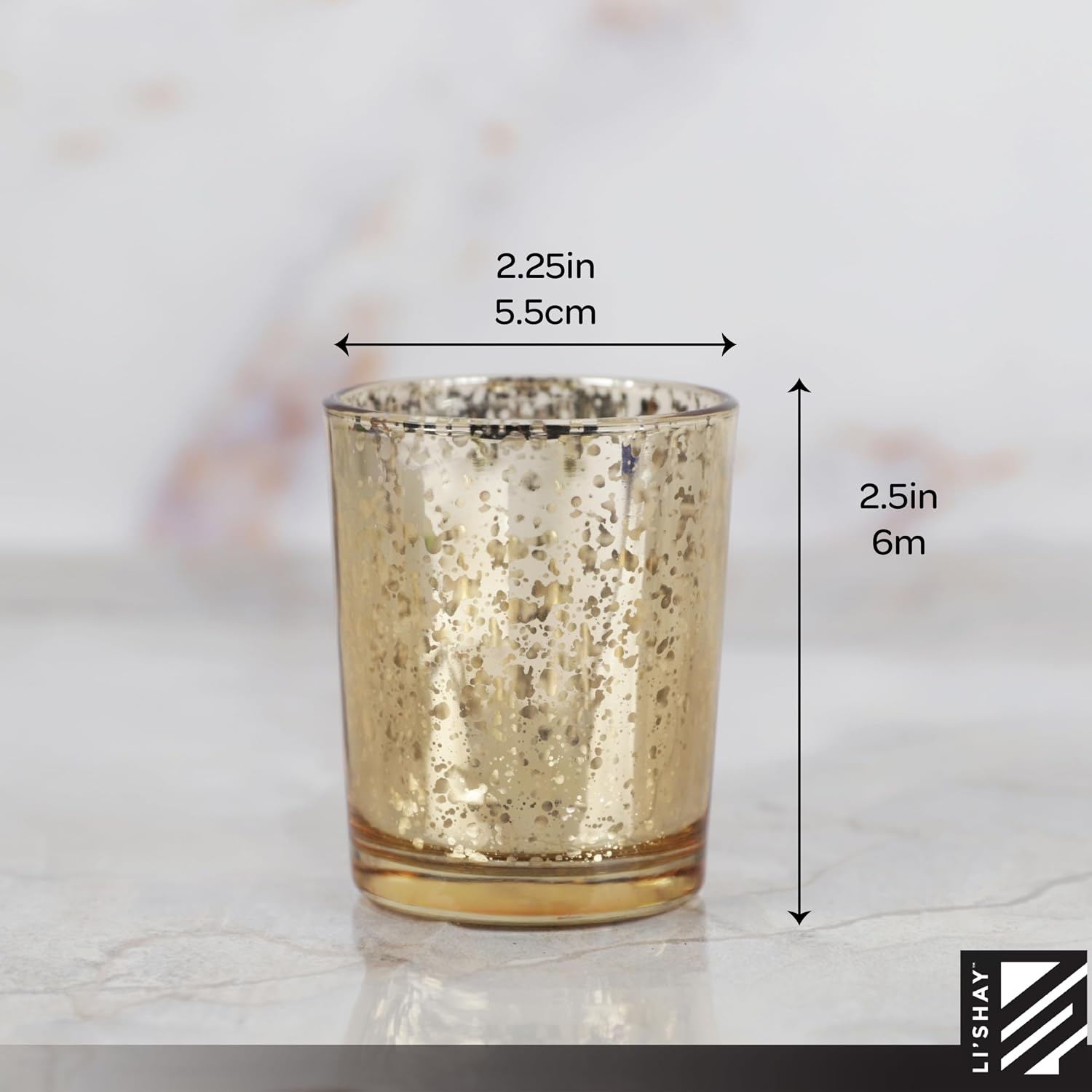 Li'Shay Gold Spot Plated Glass Candle Holder for Votive - Set of 2