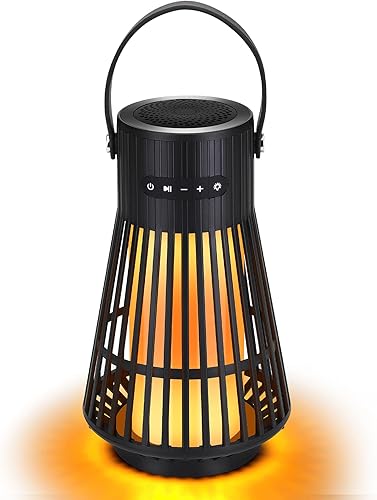 Altavoz Bluetooth para exteriores con atmósfera de llama, altavoz inalámbrico LED impermeable con antorcha, sonido estéreo, accesorios geniales para