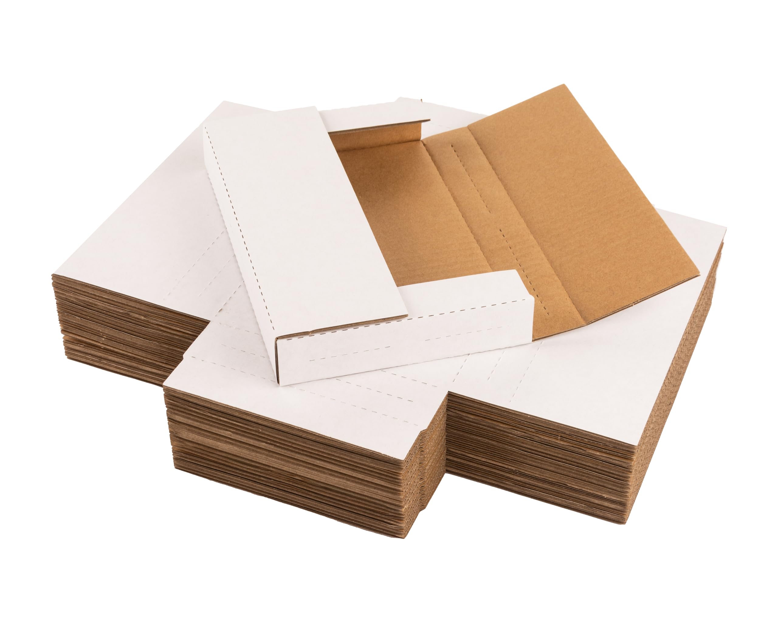 25 scatole di cartone per spedizioni, 22,9 x 15,2 x 3,3 cm, con adesivi fragili per spedizione, conservazione, imballaggio, negozi e uso domestico, colore bianco