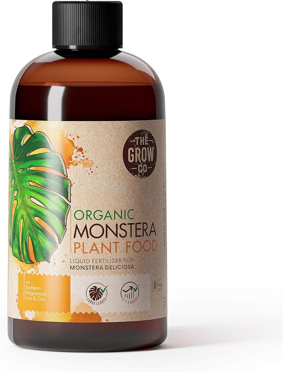 Monstera Plant Food - Fertilizante líquido orgánico para plantas Monstera de interior y exterior - Nutrientes para hojas tropicales saludables y crecimiento constante (8 oz) | El fertilizante líquido para plantas de Grow Co, listo para mezclar, favorece un fuerte desarrollo de raíces y hojas tropicales más verdes y brillantes