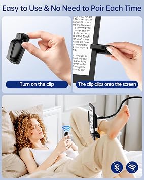 First No Text Blocking Remote Control Page Turner for Kindle Paperwhite,Silent Clicker Page Turner,Kindle Accessories for iPad/Tablets(Just Reading),Camera & Selfie Shutter