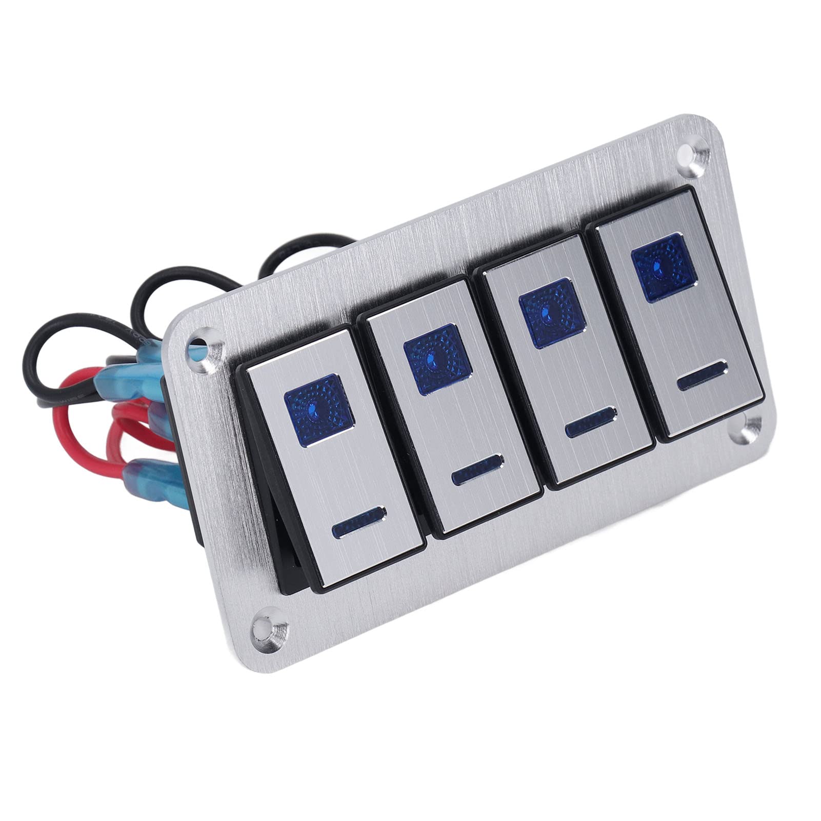 Yctze 4 Gang Rocker Switch Panel 5Pin ON OFF SPST Blue B Interruttori a Levetta Automobilistici4 Gang Rocker Switch Marine Boat Rocker Switch 4 Gang Toggle Switch