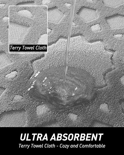 Miniatura 3 de tchdio Tapete de baño, tapete de baño, tapete de baño, absorbente en relieve 3D, lavable a máquina, cómodo respaldo de goma, antideslizante, tapete