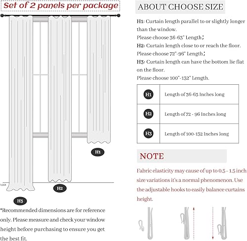 Miniatura 9 de Juego de 2 paneles de cortinas 100% opacas de lino natural grueso, plisado, con aislamiento, para dormitorio puerta corrediza de vidrio y oscurecer,