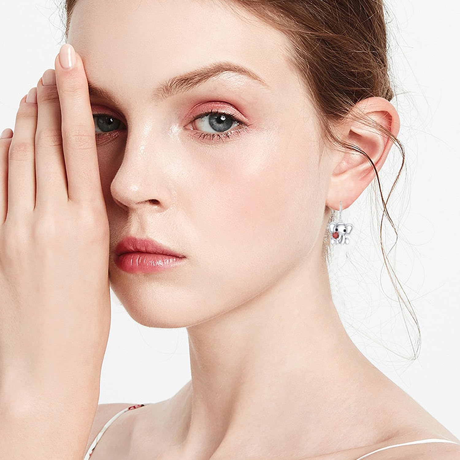 Elephant Earrings 925 Sterling Silver Gemstone with Cute Elephant Drop Dangle Earrings for Women - Image 3