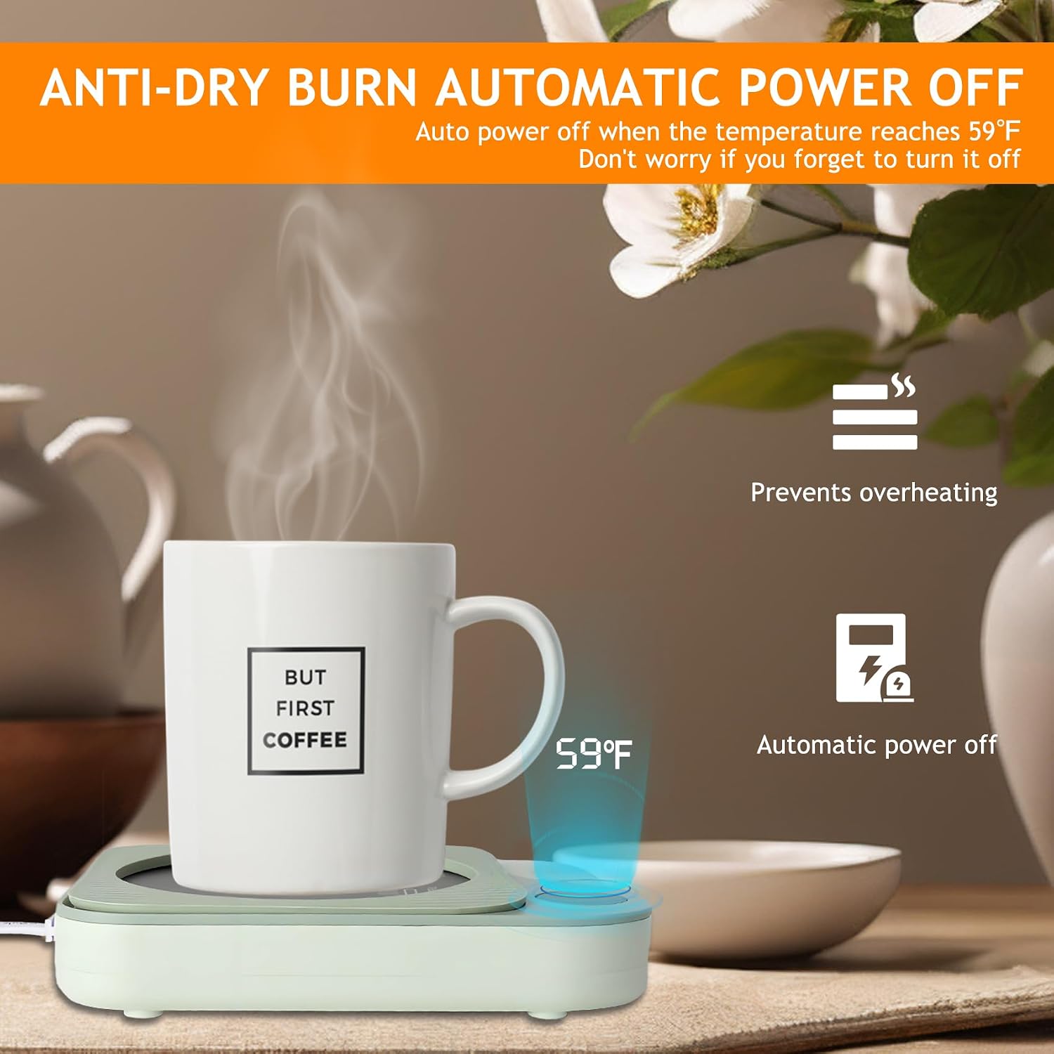 Wamer for Coffee Mug,Heated Wamer 2-12 H Auto Shut Off Candle Baverage Milk Water Warmer on Desk Ideal Gift for Women,Men