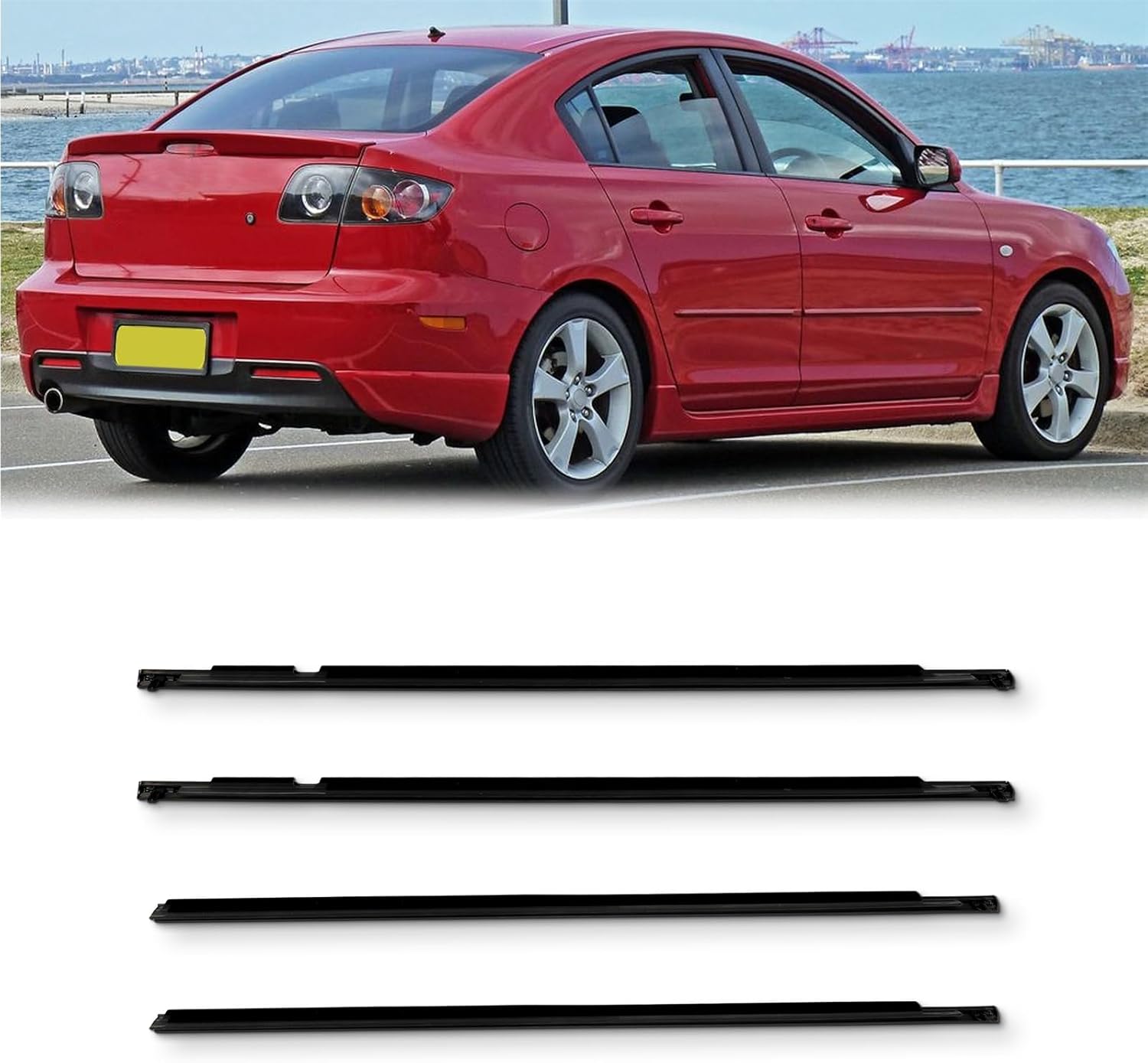 OCPTY 4PCS Car Outer Door Window Molding Trim Weatherstrip Window Seal Compatible with 2004-2009 For Mazda 3 BK Series Sedan, Replace MAA1Y6067