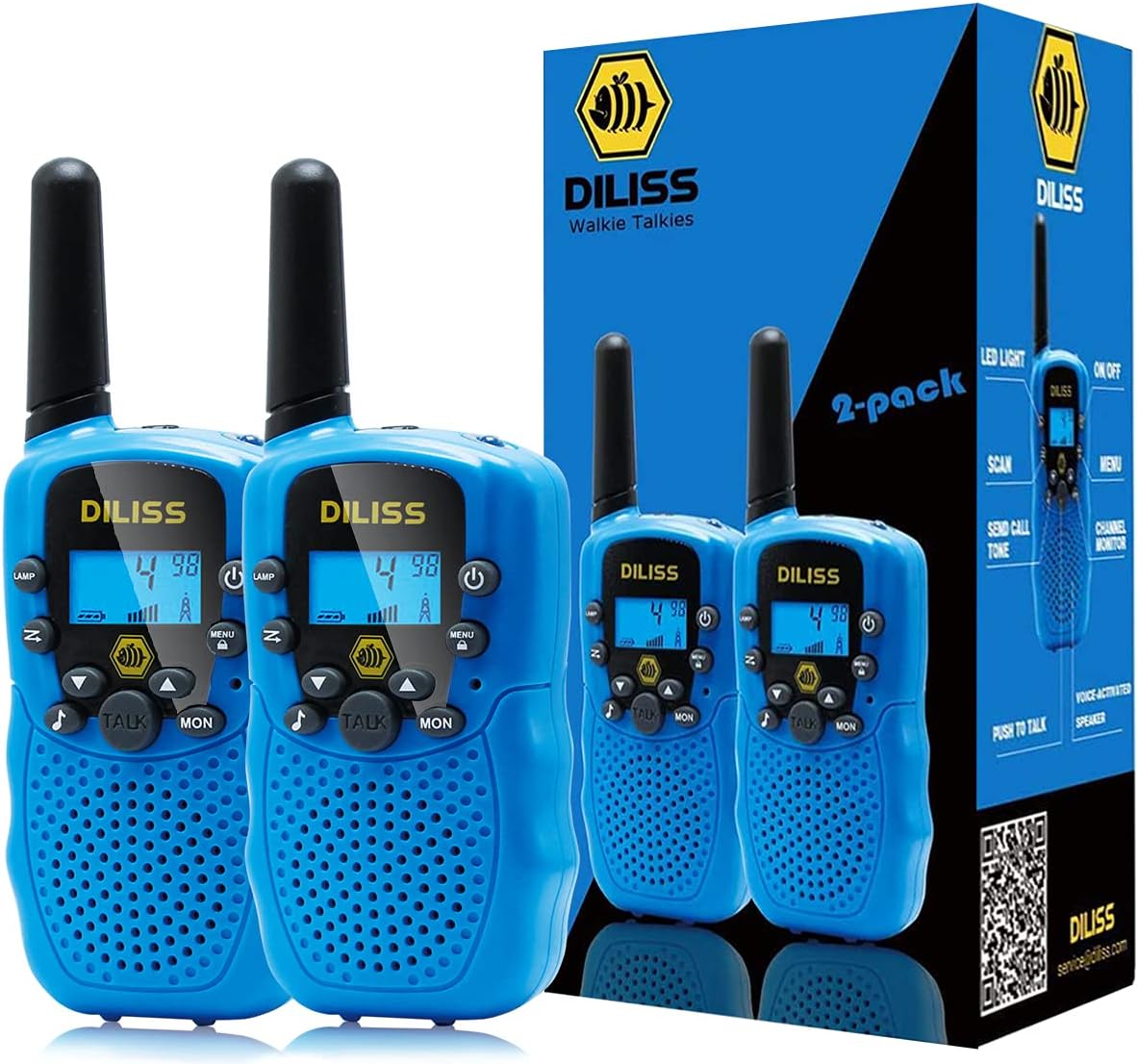 Walkie Talkies for Kids, Birthday Gift Kids Toys for 3 4 5 6 7 8 9-12 Year Old Boys Girls Toddlers, Toys for Indoor Outdoor Games, 4 Mile Handheld Mini Kids Walkie Talkies for Kids (Blue)