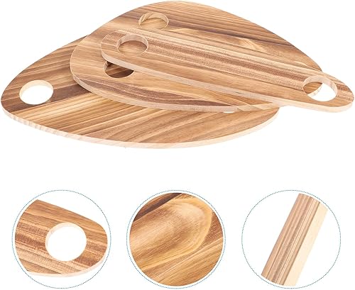 Miniatura 3 de Hemoton Juego de 3 bandejas para servir botellas de vino, bandejas de queso planas de madera, bandejas de queso, tabla de charcutería, tabla de