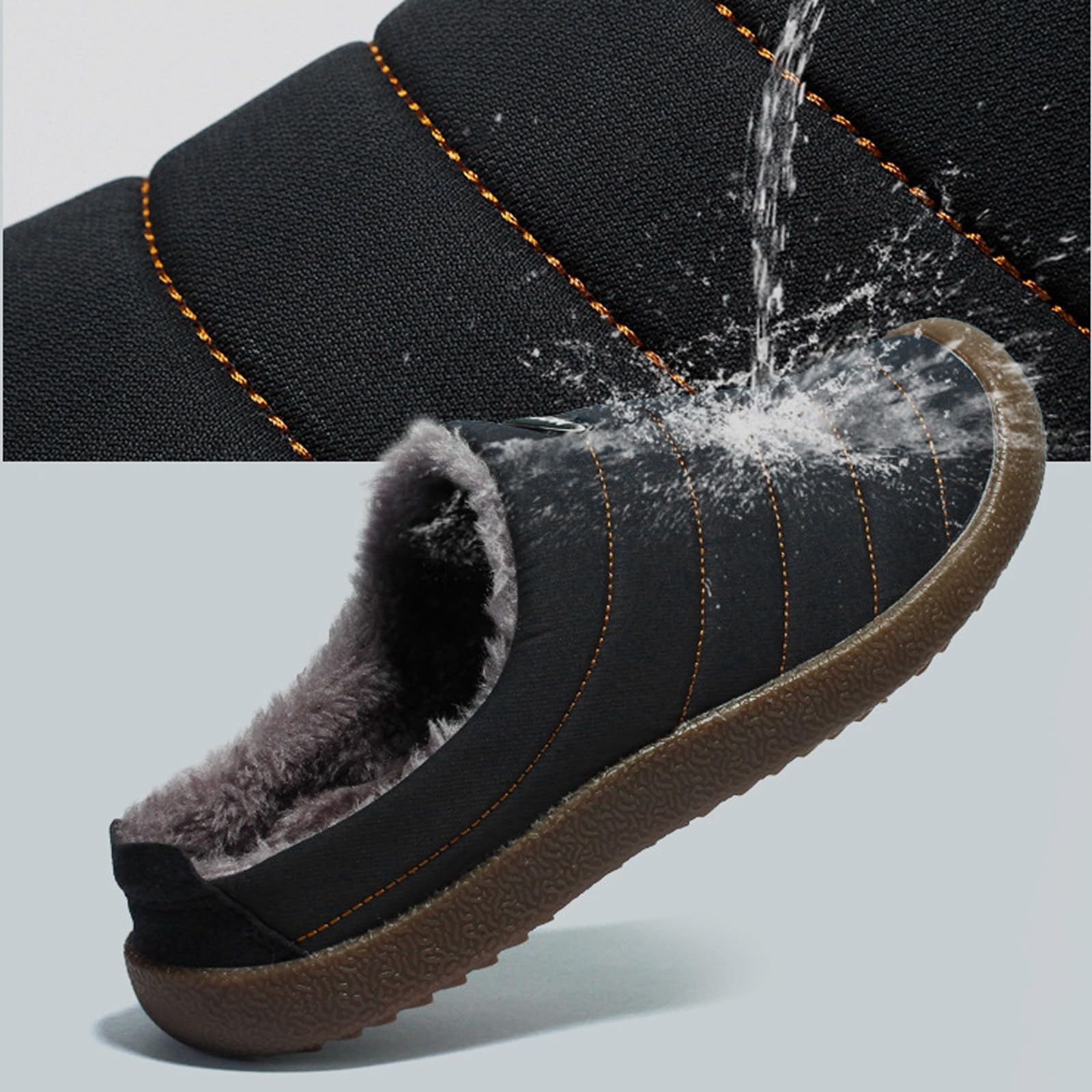 Zapatillas de estar por casa para mujer con talón cerrado, zapatillas forradas cálidas, impermeables, para interiores y exteriores, con suela gruesa antideslizante, forro polar, zapatos de cabaña