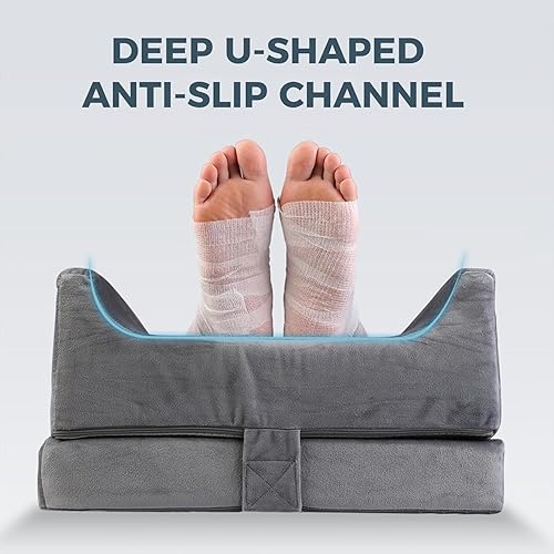 Miniatura 5 de Almohadas de elevación de piernas ajustables de 3 alturas para después de la cirugía, cojín de espuma viscoelástica para ambas piernas, con soporte