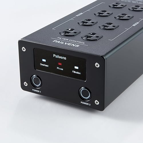 Miniatura 5 de Filtro de corriente alterna con pantalla LED, purificador de energía de 8 tomas, protector de sobretensiones de metal, filtro de sonido/reductor