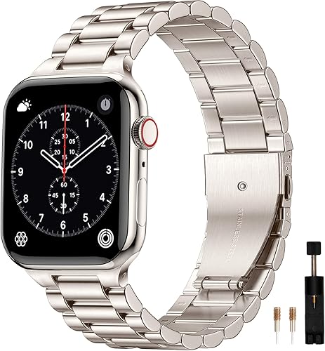 Miniatura 1 de Maledan Compatible con Apple Watch Band de 1.772in, 1.732in, 1.654in, 1.929in, 1.614in, 1.575in, 1.496in, para hombres y mujeres, correas de metal