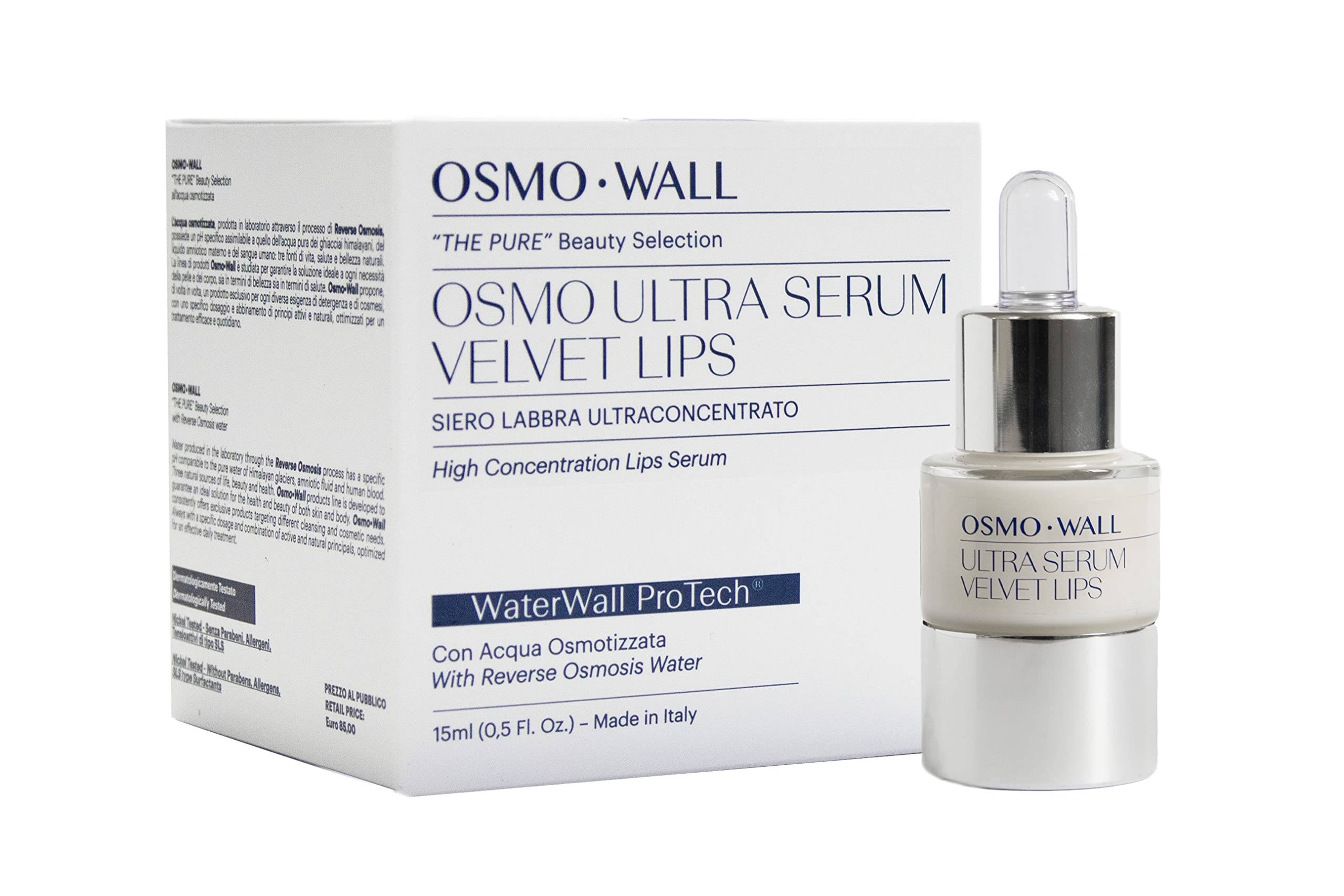 Osmowall OSMO ULTRA SERUM VELVET LIPS. SIERO LABBRA Idratante, Rigenerante, Levigante ultra concentrato. Ideale per labbra secche, screpolate e per le rughe del contorno labbra. Unisex - 15 ml