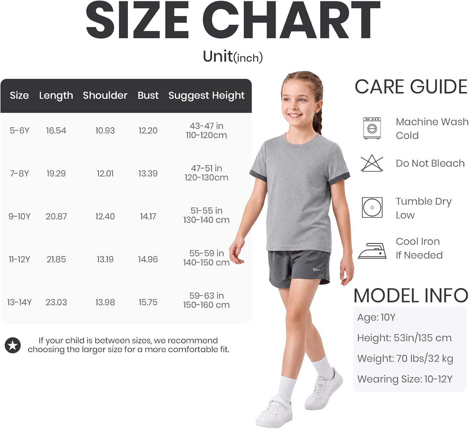 Chichoo Girls UPF 50+ Athletic T-Shirt,Short Sleeve Dry Fit Workout Tee for School PE Sports Summer Camp Outdoor Play