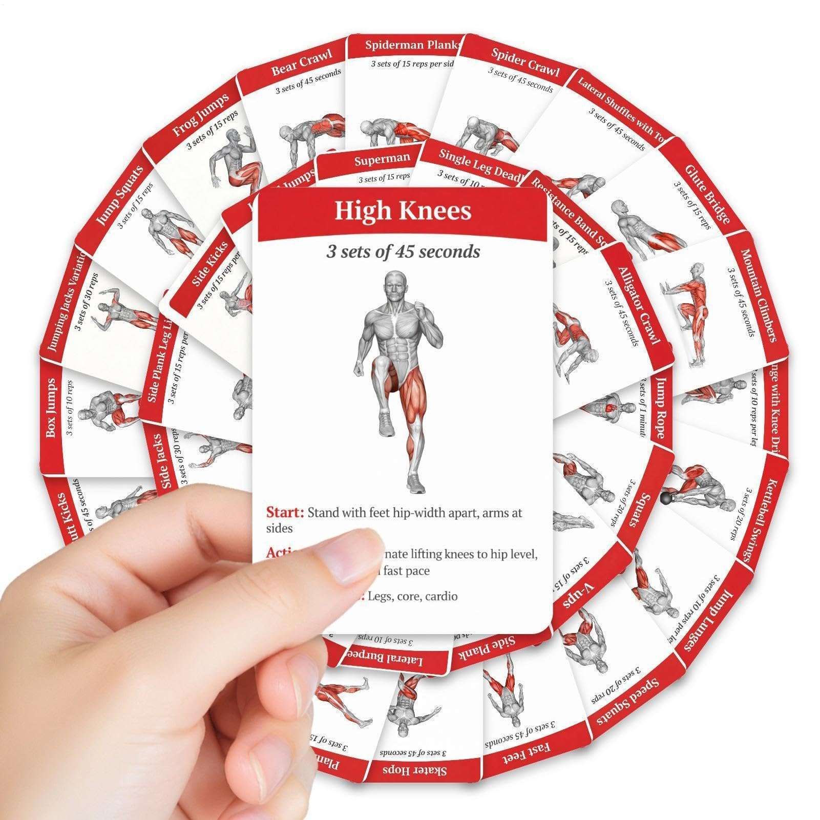 Generisch Trainingskarten | 36-teiliger hochauflösender Leitfaden | mit kraftaufbauenden Workout-Bildern - für Frauen, Männer, Anfänger, Fitnessstudio und Outdoor-Aktivitäten