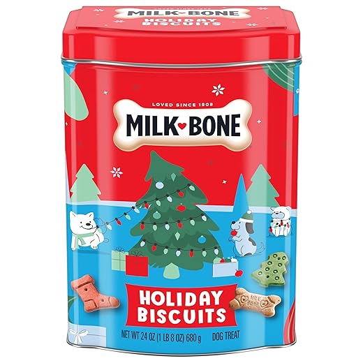 Milk-Bone Holiday Dog Treats, Small Biscuits, 24 Ounce Reusable Tin