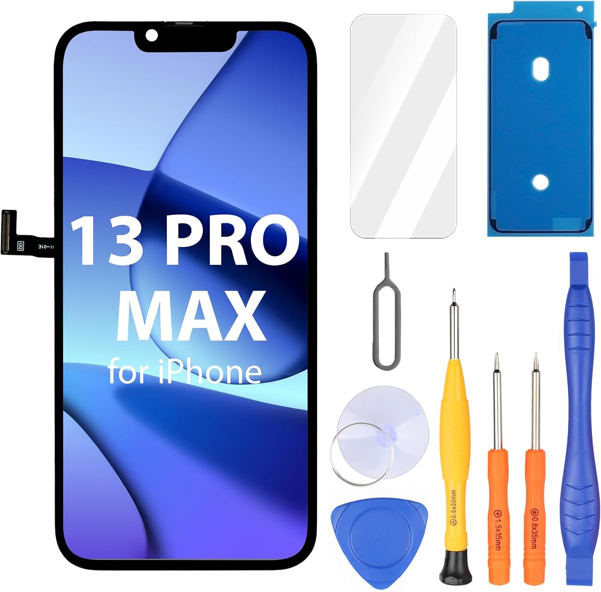Ayake for iPhone 13 Pro Max Screen Replacement, 6.7 inch FHD LCD Display and Touch Digitizer Screen, True Tone Programmable, Face ID Remains (for A2484, A2641, A2643, A2644, A2645)