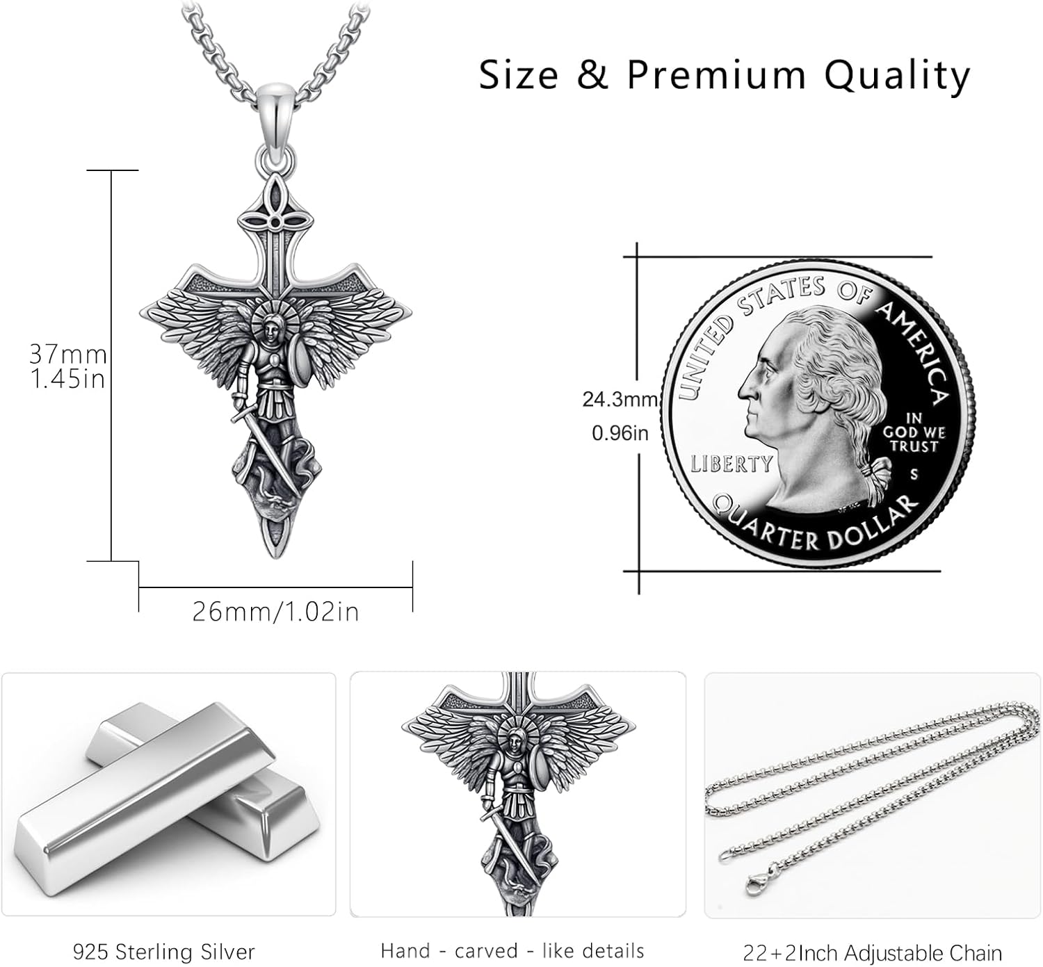 925 Sterling Silver St Michael/St Benedict/Virgin Mary Miraculous Medal Necklace Protection Amulet Pendant Catholic Medallions Jewelry - Image 6