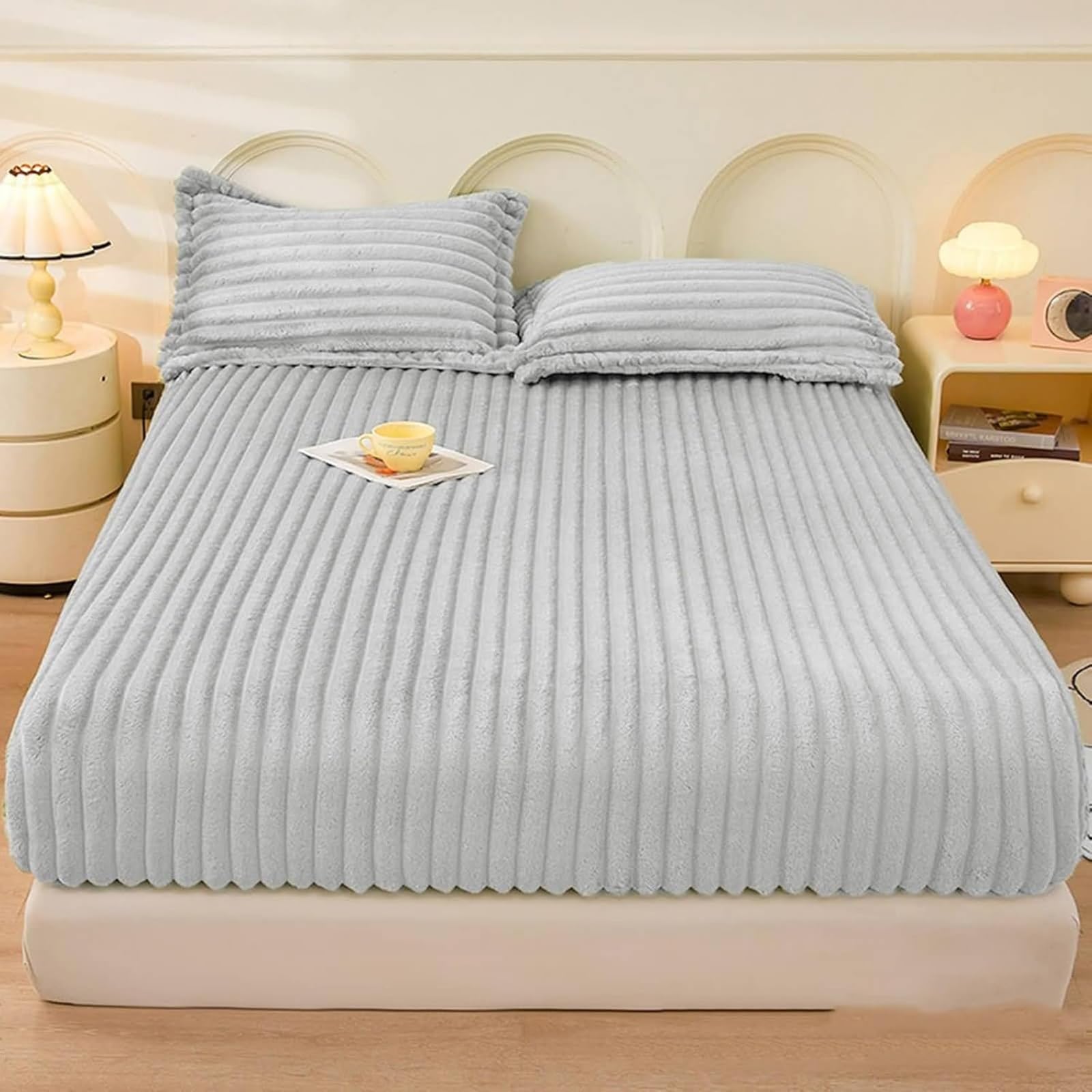 Drap-housse chaud pour l'hiver en velours pour chambre cocooning