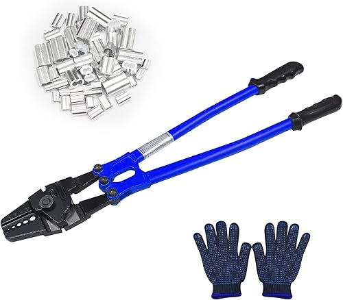 TOUGHER Herramienta de corte de crimpado manual de 24 pulgadas, cortador de crimpador manual para cables de 116 pulgadas, 332 pulgadas, 18 pulgadas,