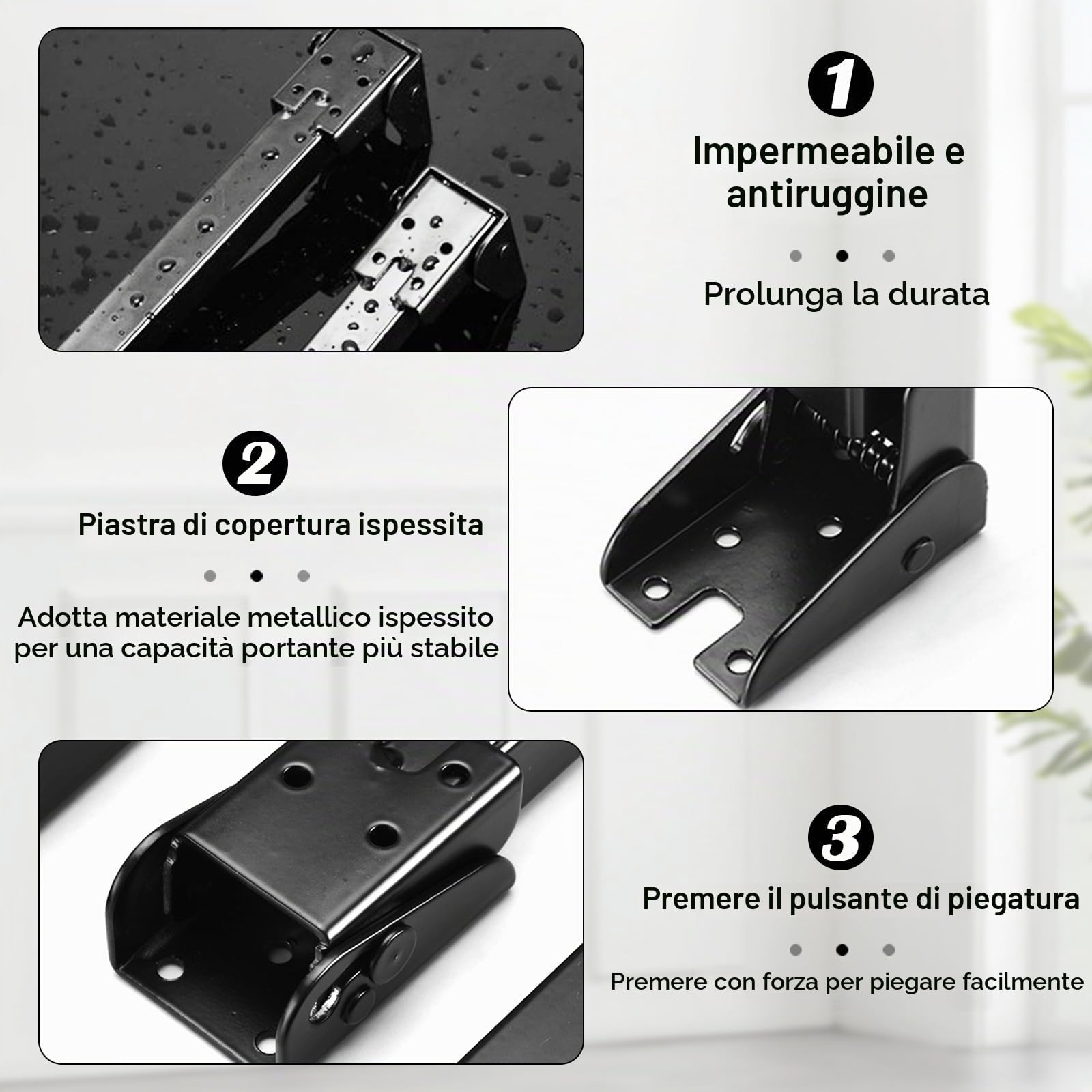 4PCS Gambe Da Scrivania In Metallo, 50CM Gambe Da Tavolo Pieghevoli Da Gambe Di Supporto Per Mobili Piedini Per Mobili Con Protezioni Per Il Pavimento Per Letto Mobili Divani Letti Scrivania