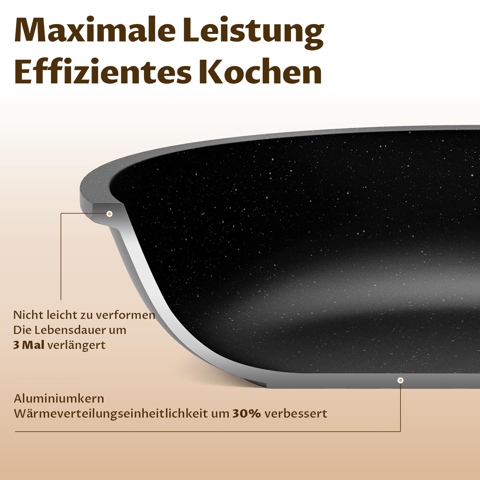 BLAZANT Pfannen-Set Induktion 20+24+28 cm, Pfannenset Bratpfannenset für alle Herdarten, Antihaft-beschichtete Pfanne Bratpfanne, PFAS-frei, leichte Reinigung, Granit
