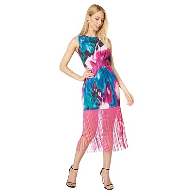 ONE33 Social Pleated Front Fringe Dress Women