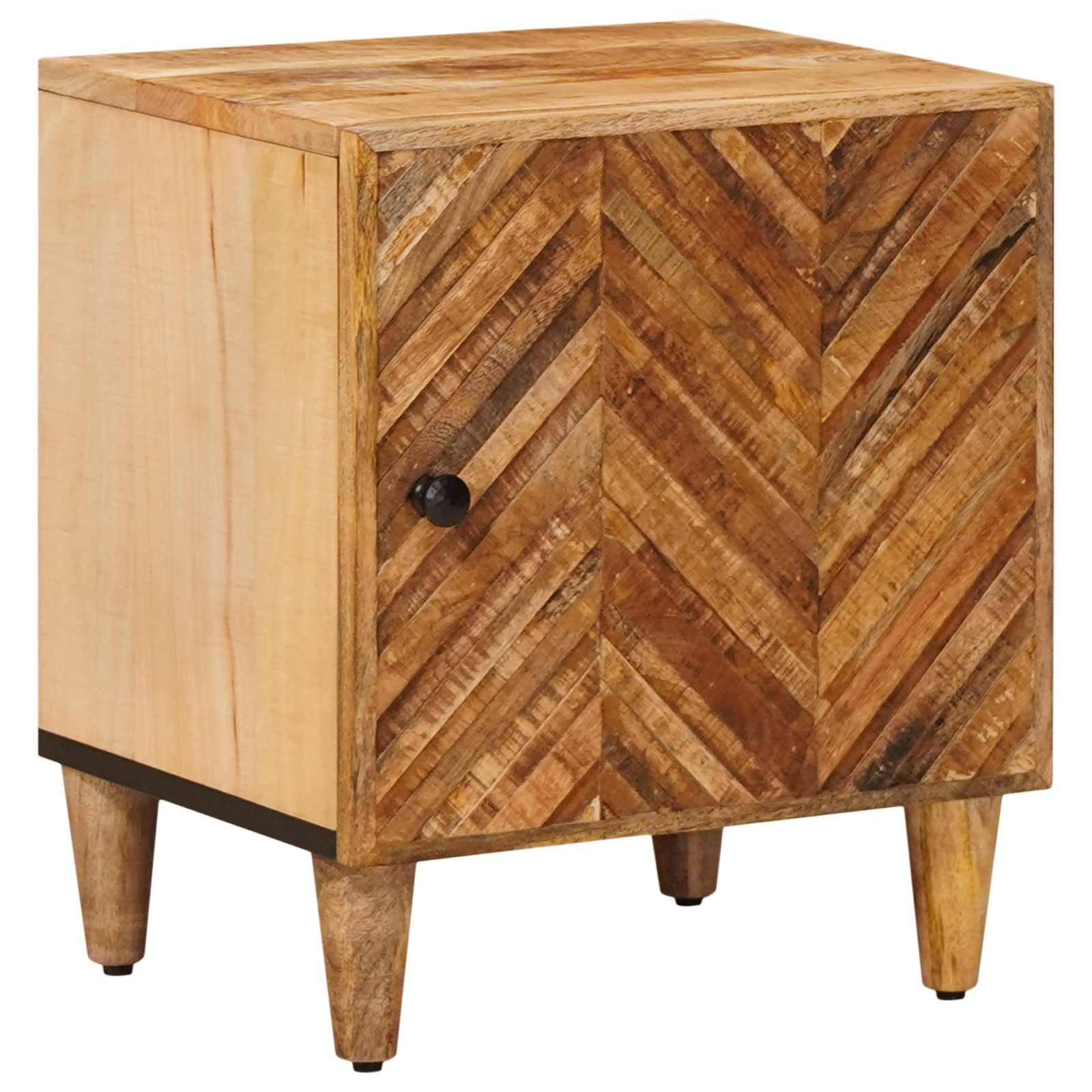 Table de chevet en bois de manguier 40cm, table de nuit marron à porte pour chambre