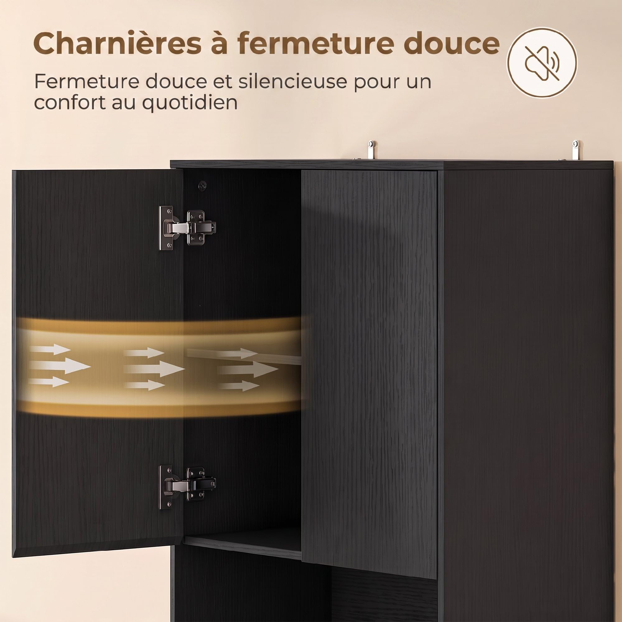 HOMCOM Buffet Haut Cuisine Armoire de Cuisine 4 Portes 60x30x170cm Noir